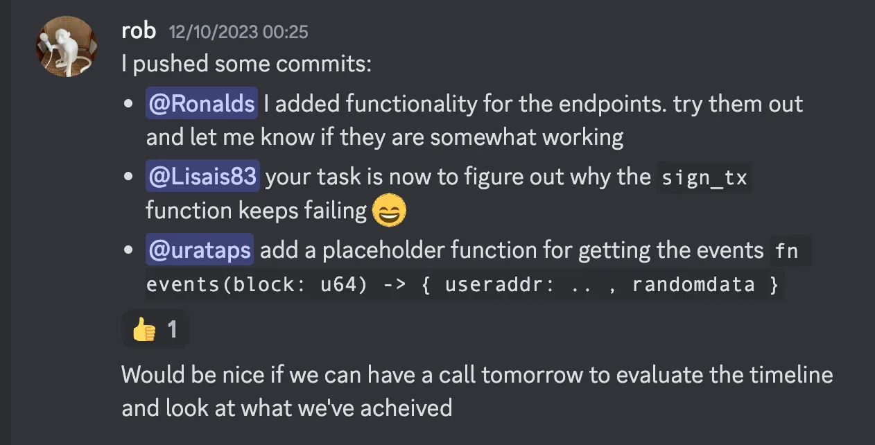 organising in the team